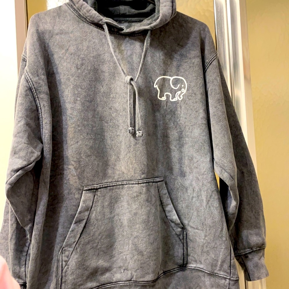 Ivory Ella Hoodie, Distressed grey, oversized, size Med.